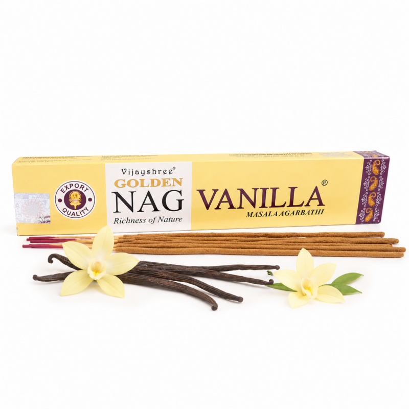 Kadzidełka Patyczkowe Golden Nag – Złota Wanilia (15 g, ok. 12 patyczków)