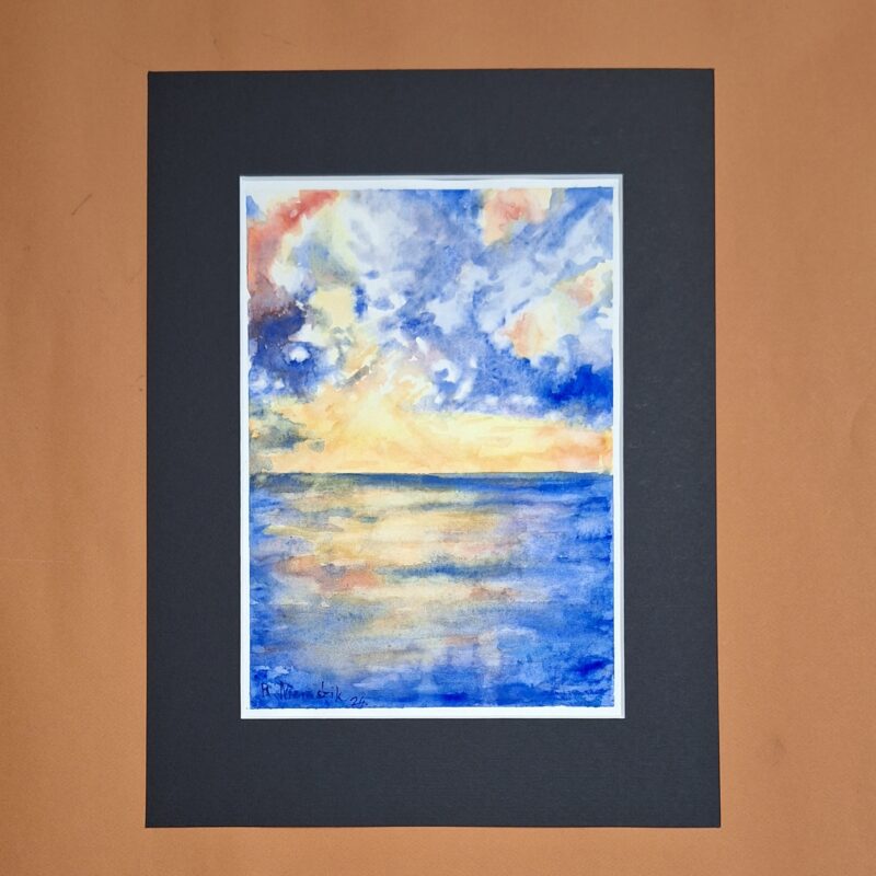 Akwarela „Zachód słońca nad oceanem” – Rafał Nieradzik