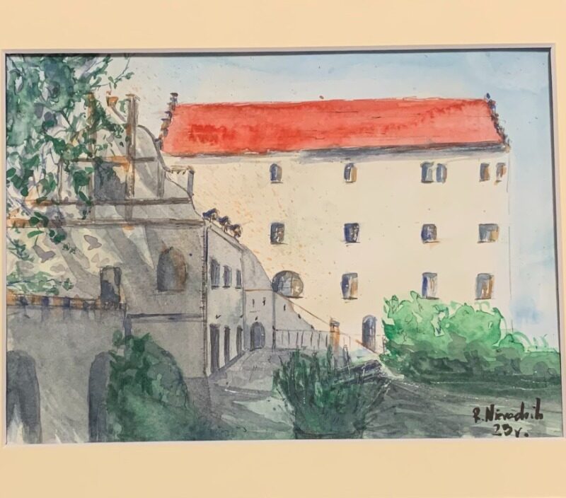 Akwarela „Dziedziniec Zamku w Czernej” – Rafał Nieradzik