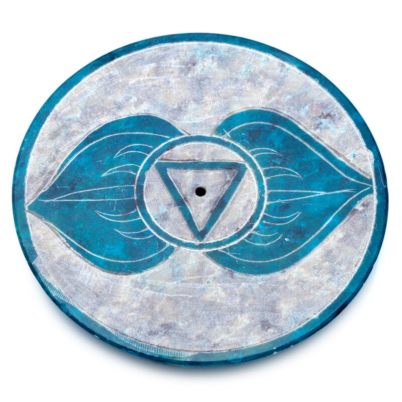 Podstawka na kadzidełka z symbolem czakry Czakra Gardła
