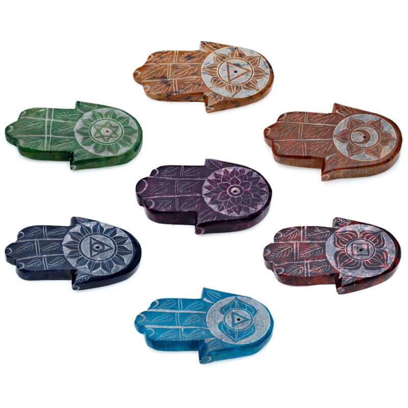 Popielnica na kadzidła – Ręka z motywem Czakra Trzeciego Oka (Ajna) - obrazek 3