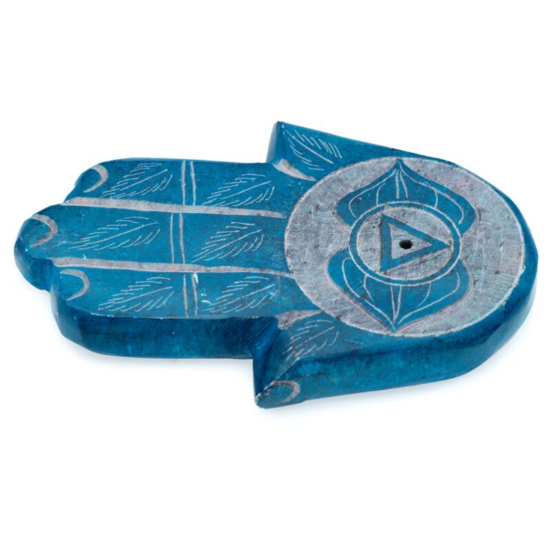 Popielnica na kadzidła – Ręka z motywem Czakra Gardła (Vishuddha)