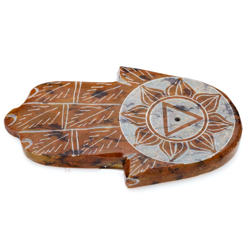 Popielnica na kadzidła – Ręka z motywem Czakra Splotu Słonecznego (Manipura)