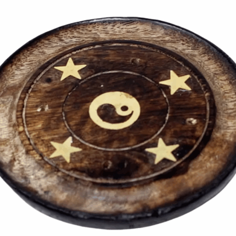 Okrągła Podstawka pod Kadzidełka z Drewna Mango Jing Jang