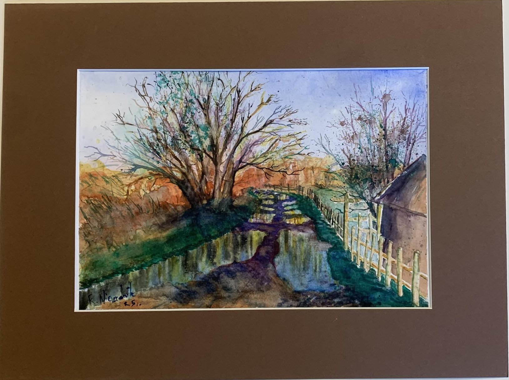 „Wiejskie kałuże” – akwarela Rafał Nieradzik