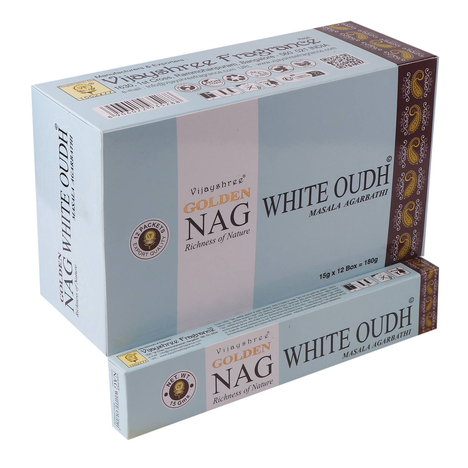 Kadzidełka Patyczkowe Golden Nag – White Oudh (15 g, ok. 12 patyczków)