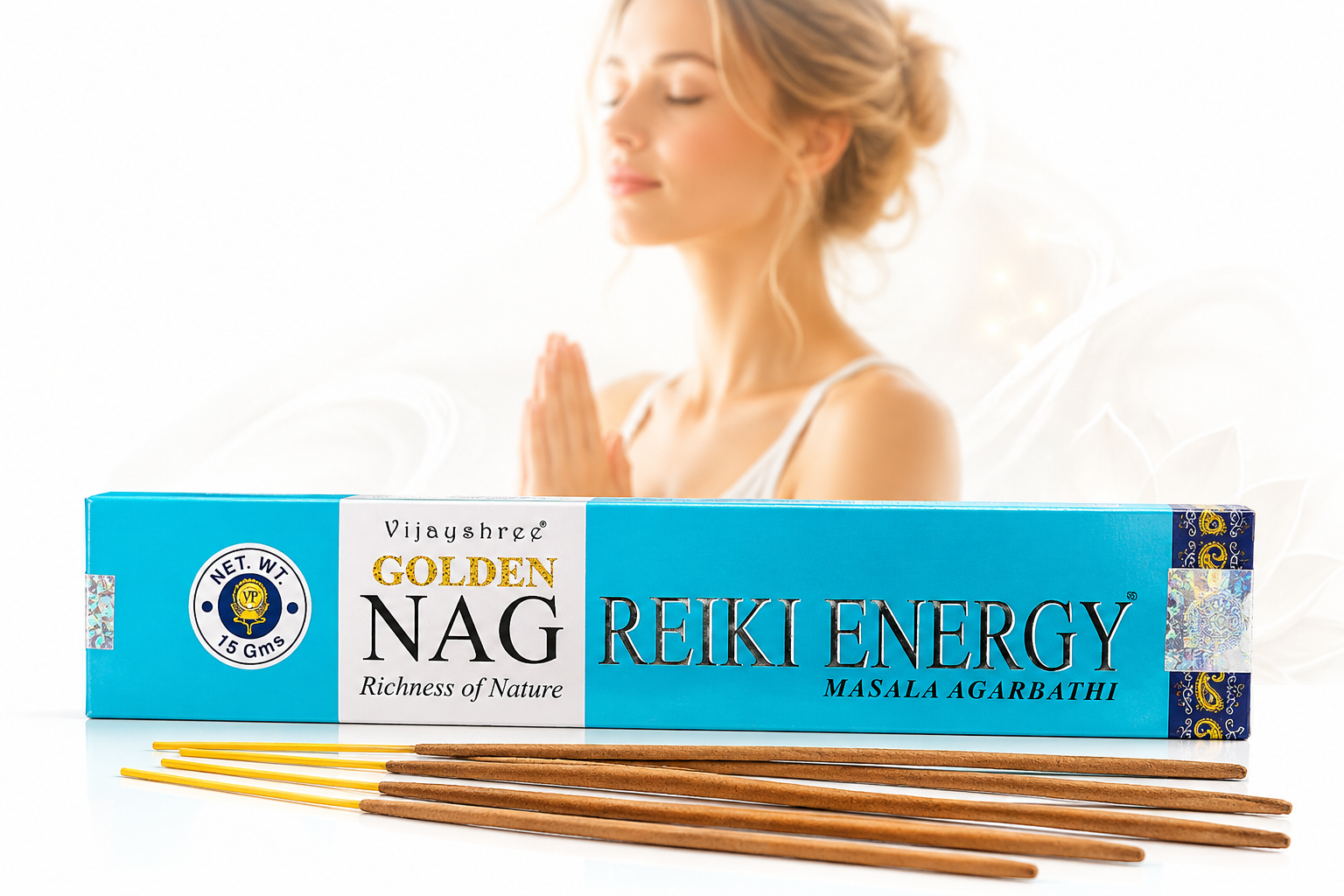 Kadzidełka Patyczkowe Golden Nag – Reiki Energy (15 g, ok. 12 patyczków)