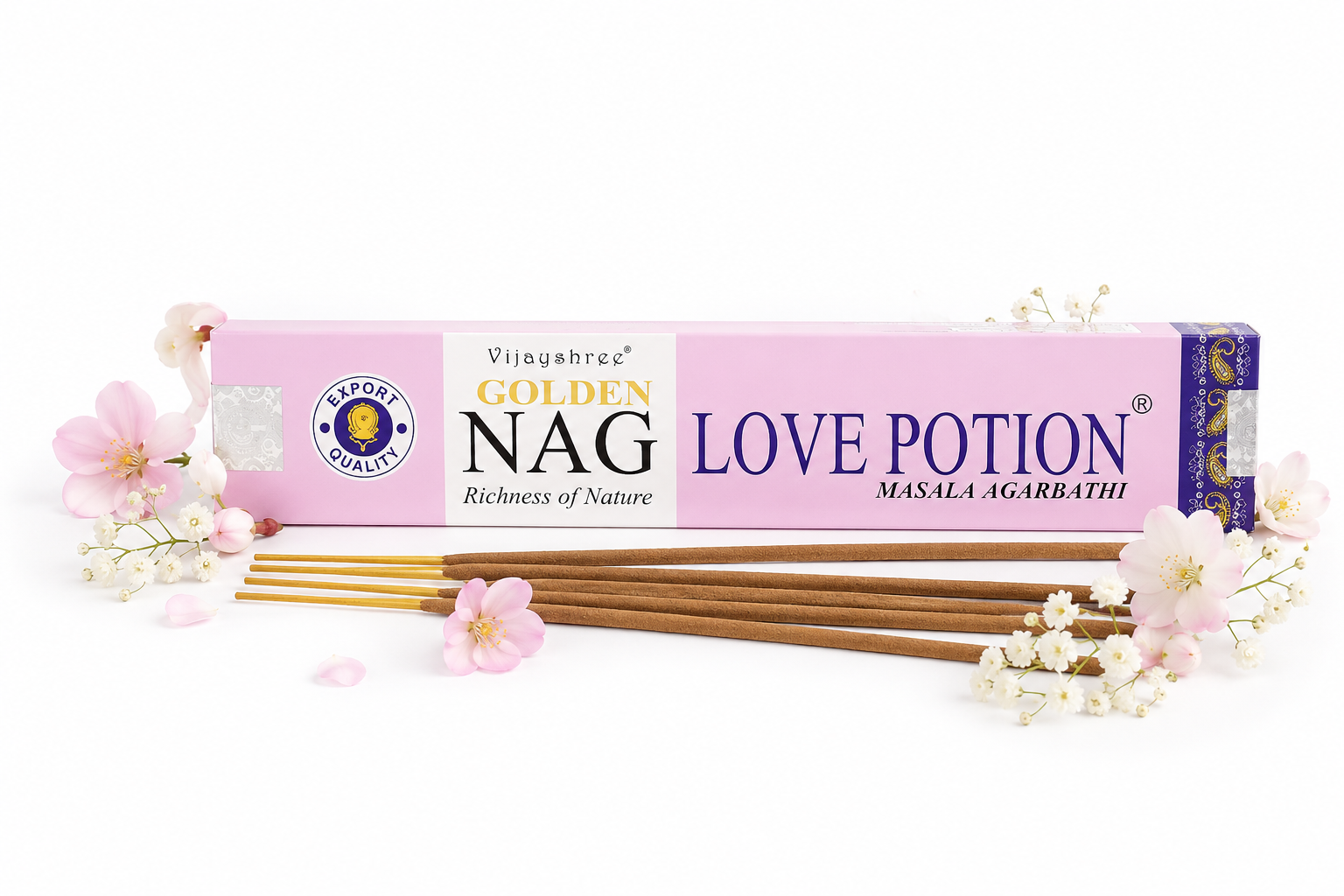 Kadzidełka Patyczkowe Golden Nag – Love Potion (15 g, ok. 12 patyczków)