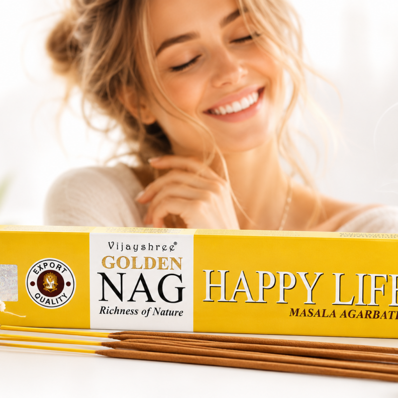 Kadzidełka Patyczkowe Golden Nag – Happy Life (15 g, ok. 12 patyczków)