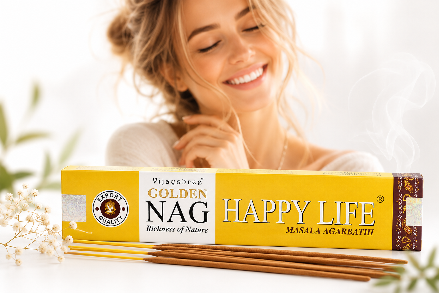 Kadzidełka Patyczkowe Golden Nag – Happy Life (15 g, ok. 12 patyczków)