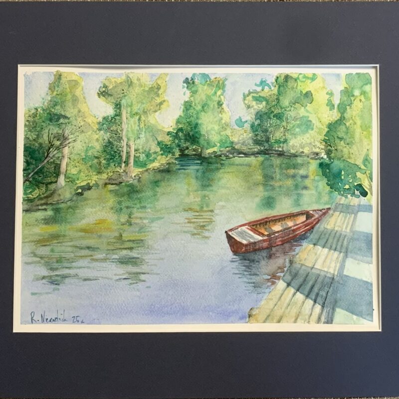 "Jezioro i łódź" – Akwarela Rafał Nieradzik