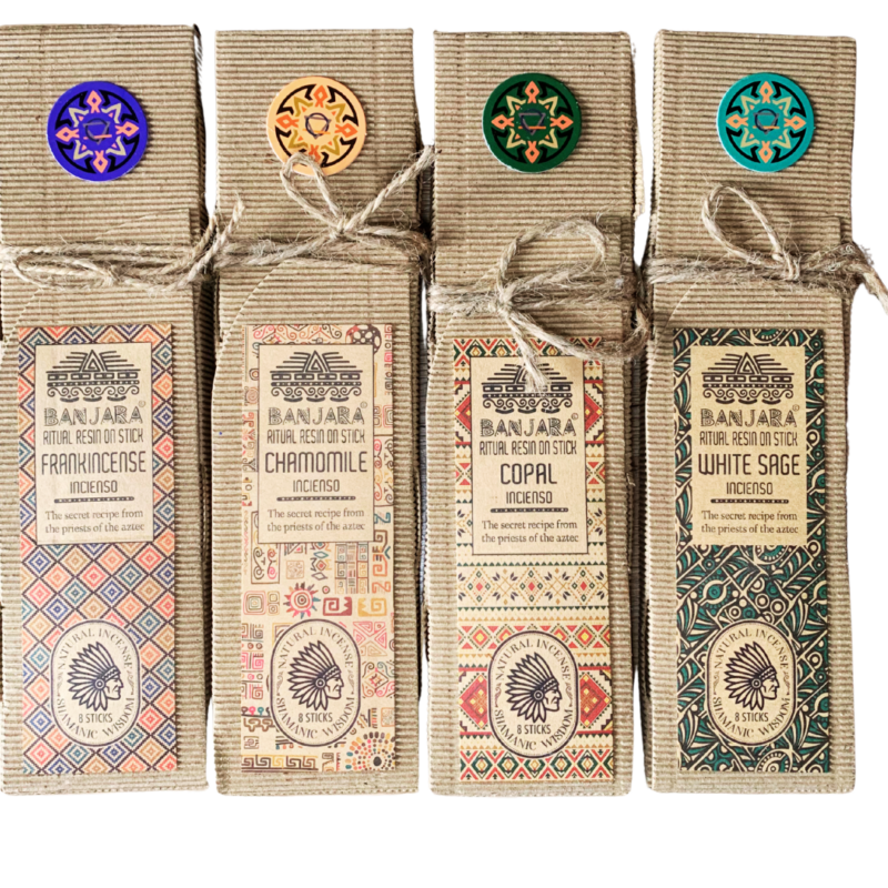 Zestaw 4 Naturalnych Kadzideł Żywicznych Banjara + GRATIS