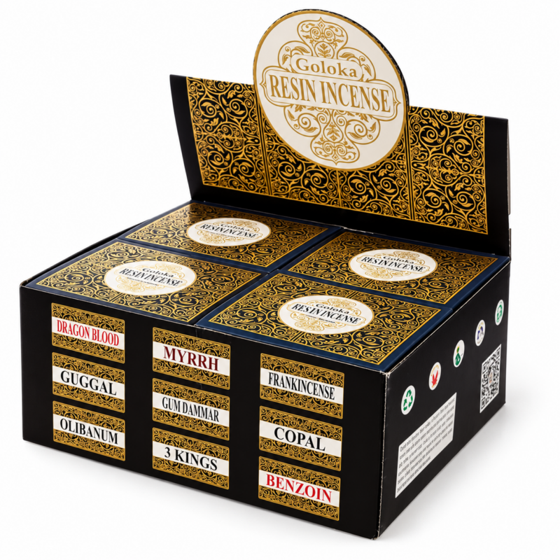 Czarno-złoty ekspozytor Goloka Resin Incense
