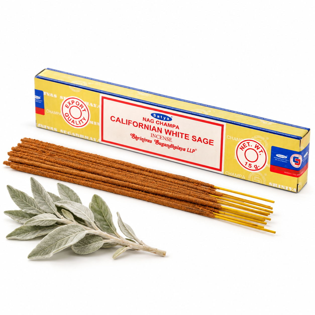 Kadzidełka Nag Champa Satya Californian White Sage 15 g – Kalifornijska Biała Szałwia